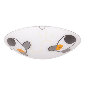 Doggy Ceiling Light, 2xE27, Max 60W, Chrome Metal/White, Glass Shade with Dog Pattern, Ø40 cm small 0