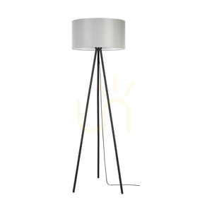 Dove Floor Lamp, 1xE27, Max. 40W, Black Metal/Black PVC Cable/Gray Lampshade, Ø50 cm small 0