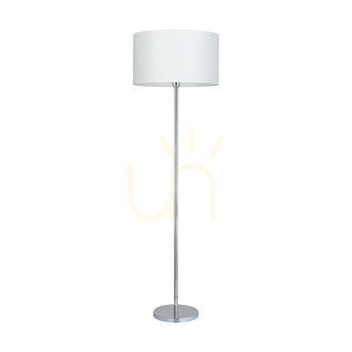 Check Dove Floor Lamp, 1xE27, Max. 60W, Chrome Metal / Transparent PVC Cable / White Lampshade, Ø50 cm