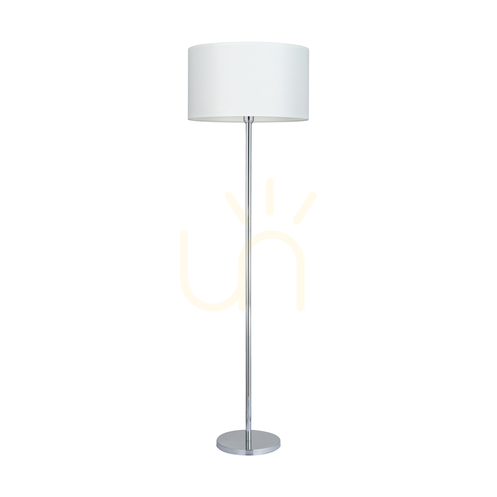 Dove Floor Lamp, 1xE27, Max. 60W, Chrome Metal / Transparent PVC Cable / White Lampshade, Ø50 cm