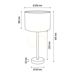 Dove Table Lamp, 1xE27, Max. 40W, Chrome Metal / Transparent PVC Cable / White Lampshade, Ø25 cm small 4