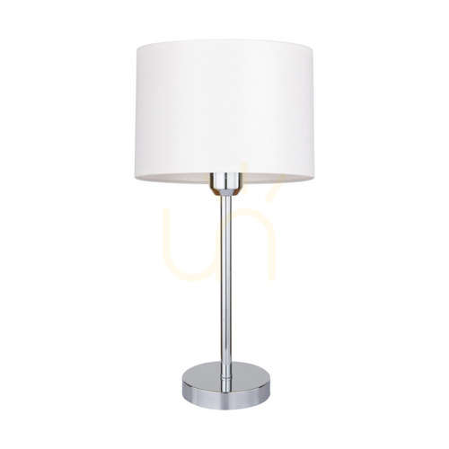 Check Dove Table Lamp, 1xE27, Max. 40W, Chrome Metal / Transparent PVC Cable / White Lampshade, Ø25 cm