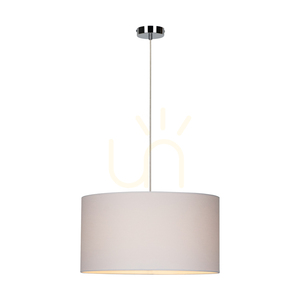 Dove Pendant Light, 1xE27, Max. 60W, Chrome Metal / Transparent PVC Cable / White Lampshade, Ø50 cm small 1
