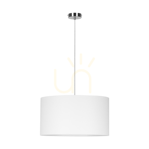 Dove Pendant Light, 1xE27, Max. 60W, Chrome Metal / Transparent PVC Cable / White Lampshade, Ø50 cm small 0
