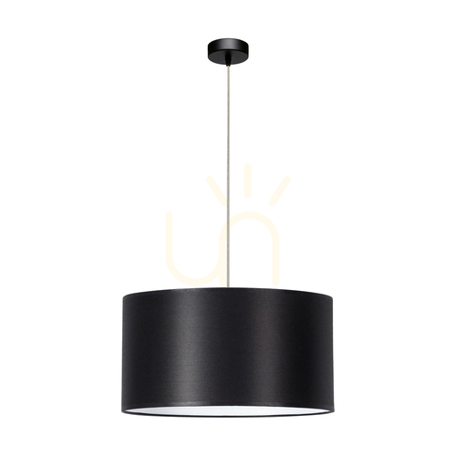 Check Dove Pendant Light, 1xE27, Max. 60W, Black Metal / Transparent PVC Cable / Black Lampshade, Ø50 cm