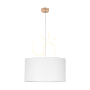 Dove Pendant Light 1xE27 Max. 60W Oiled Oak/Transparent PVC Cable/White Lampshade Ø50 cm small 0