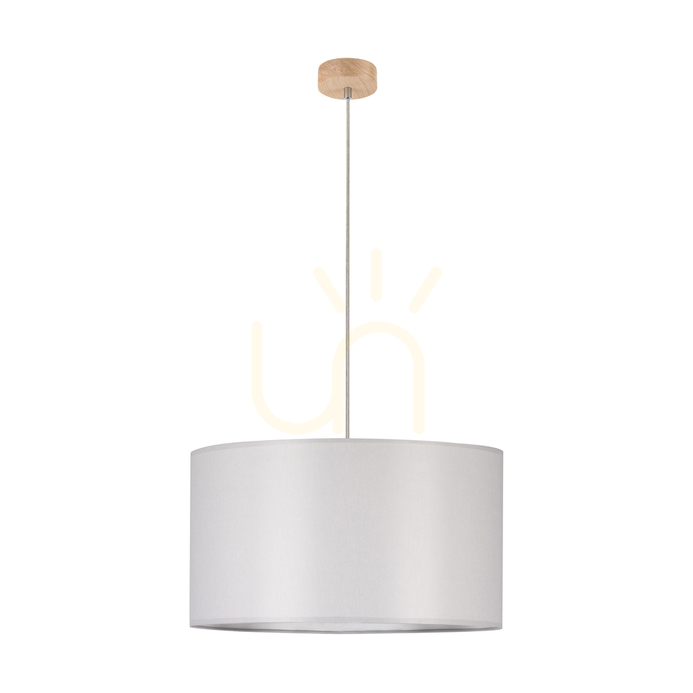 Dove Pendant Light 1xE27 Max. 60W Oiled Oak/Transparent PVC Cable/Gray Lampshade Ø50 cm