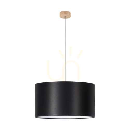 Check Dove Pendant Light 1xE27 Max. 60W Oiled Oak/Transparent PVC/Black Ø50 cm