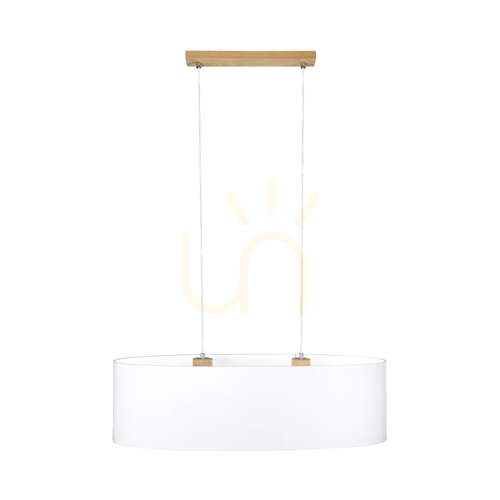 Check Dove Pendant Light 2xE27 Max. 40W Oiled Oak/Transparent PVC Cable/White Lampshade 80 cm