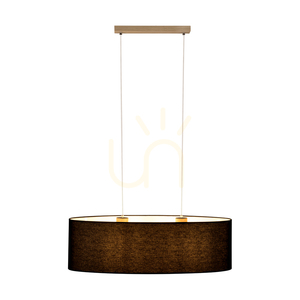 Dove Pendant Light 2xE27 Max. 40W Oiled Oak/Transparent PVC Cable/Black Lampshade 80 cm small 1