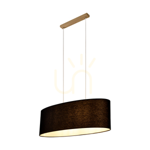 Dove Pendant Light 2xE27 Max. 40W Oiled Oak/Transparent PVC Cable/Black Lampshade 80 cm small 3