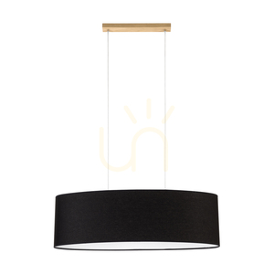 Dove Pendant Light 2xE27 Max. 40W Oiled Oak/Transparent PVC Cable/Black Lampshade 80 cm small 4
