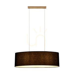 Dove Pendant Light 2xE27 Max. 40W Oiled Oak/Transparent PVC Cable/Black Lampshade 80 cm small 5