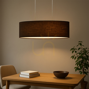 Dove Pendant Light 2xE27 Max. 40W Oiled Oak/Transparent PVC Cable/Black Lampshade 80 cm small 6