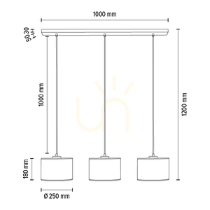 Dove Pendant Light, 3xE27, Max. 40W, Black Metal/Transparent PVC Cable/Black Lampshade, 117 cm small 2
