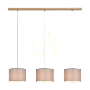 Dove Pendant Light 3xE27 Max. 40W Oiled Oak/Transparent PVC/Gray 100 cm small 1