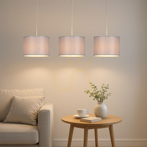 Dove Pendant Light 3xE27 Max. 40W Oiled Oak/Transparent PVC/Gray 100 cm small 2