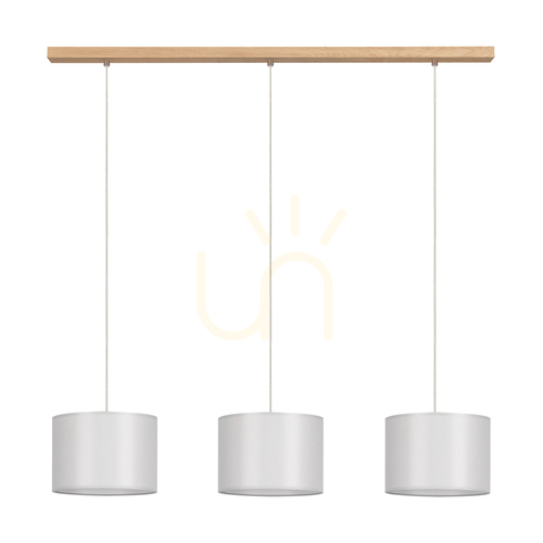 Check Dove Pendant Light 3xE27 Max. 40W Oiled Oak/Transparent PVC/Gray 100 cm