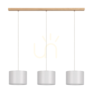 Dove Pendant Light 3xE27 Max. 40W Oiled Oak/Transparent PVC/Gray 100 cm small 0