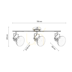 Edit Ceiling Light, 3xE27, Max. 60W, Copper Metal, 64.5 cm small 3