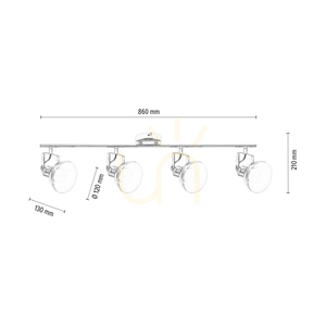 Edit Ceiling Light, 4xE27, Max. 60W, Chrome Metal, 86 cm small 2