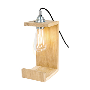 Elle Table Lamp, 1xE27, Max. 15W, Oiled Oak/Black, Braided Cable, 15 cm small 1