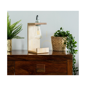 Elle Table Lamp, 1xE27, Max. 15W, Oiled Oak/Black, Braided Cable, 15 cm small 5