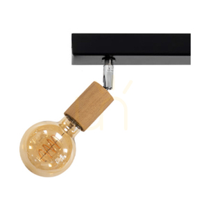 Elmin Ceiling Light, 3xE27, Max. 25W, Oiled Oak/Black Metal/Chrome Metal, 58 cm small 1