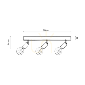 Elmin Ceiling Light, 3xE27, Max. 25W, Oiled Oak/Black Metal/Chrome Metal, 58 cm small 2