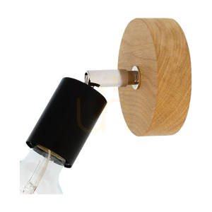 Elmo Wall Sconce 1xE27 Max. 25W Oiled Oak/Black Metal/Chrome Metal 13 cm small 1