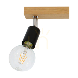 Elmo Ceiling Light, 2xE27, Max. 25W, Oiled Oak/Black Metal/Chrome Metal, 40 cm small 1