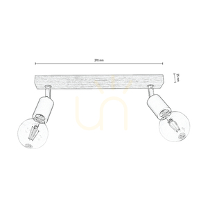Elmo Ceiling Light, 2xE27, Max. 25W, Oiled Oak/Black Metal/Chrome Metal, 40 cm small 2