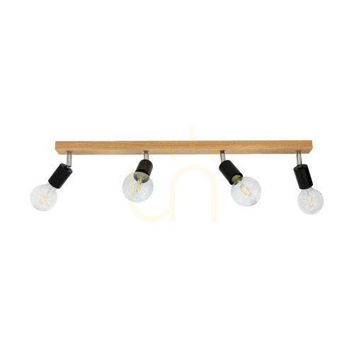 Check Elmo Ceiling Light, 4xE27, Max. 25W, Oiled Oak/Black Metal/Chrome Metal, 78 cm