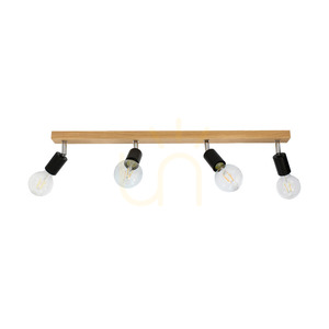 Elmo Ceiling Light, 4xE27, Max. 25W, Oiled Oak/Black Metal/Chrome Metal, 78 cm small 0