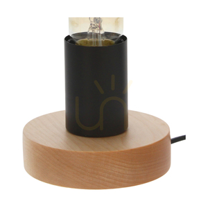 Enar Table Lamp, 1xE27, Max. 25W, Birch/Black Metal/Black PVC Cable, Ø10 cm small 1