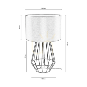 Endorfina Table Lamp, 1xE27, Max. 60W, Black Metal/Black PVC Cable/White Lampshade, Ø30 cm small 3
