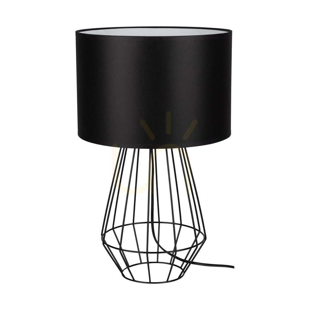Endorfina Table Lamp, 1xE27, Max. 60W, Black Metal/Black PVC Cable/Black Lampshade, Ø30 cm