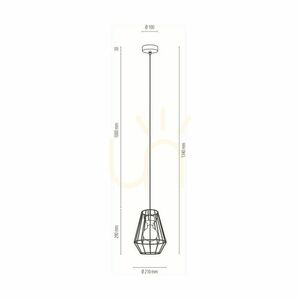 Endorfina Pendant Light, 1xE27, Max. 60W, Black Metal/Black PVC Cable, Ø21 cm small 2