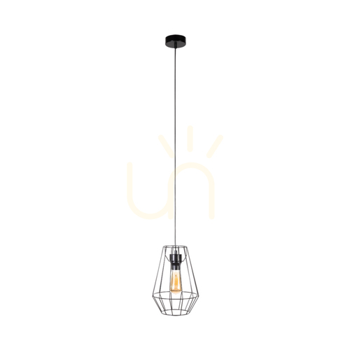 Check Endorfina Pendant Light, 1xE27, Max. 60W, Black Metal/Black PVC Cable, Ø21 cm