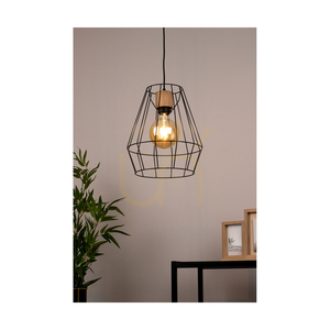 Endorfina Pendant Light, 1xE27, Max. 60W, Oiled Oak/Black Metal/Black PVC Cable, Ø31 cm small 2