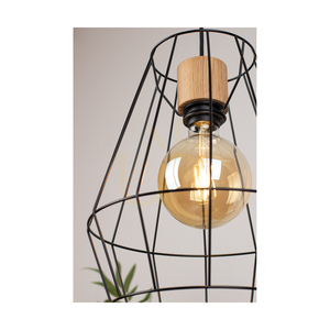 Endorfina Pendant Light, 1xE27, Max. 60W, Oiled Oak/Black Metal/Black PVC Cable, Ø31 cm small 3