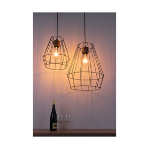 Endorfina Pendant Light 1xE27 Max. 60W Oiled Oak/Black Metal/Black PVC Cable Ø41 cm small 3