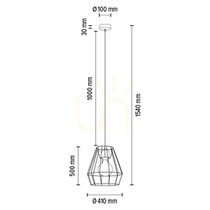 Endorfina Pendant Light 1xE27 Max. 60W Oiled Oak/Black Metal/Black PVC Cable Ø41 cm small 4