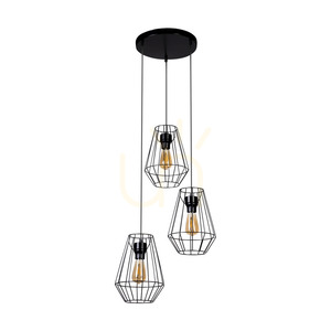 Endorfina Pendant Light, 3xE27, Max. 60W, Black Metal/Black PVC Cable, Ø45 cm small 0