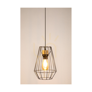 Endorfina Pendant Light, 3xE27, Max. 60W, Oiled Oak/Black Metal/Black PVC Cable, 77 cm small 3