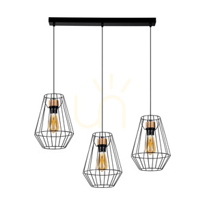 Endorfina Pendant Light, 3xE27, Max. 60W, Oiled Oak/Black Metal/Black PVC Cable, 77 cm small 0