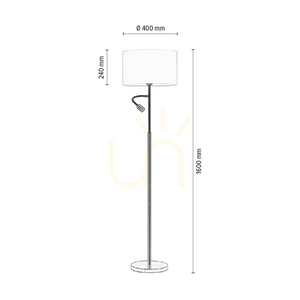 Eros Floor Lamp, 1xE27 (Max. 60W), 1xLED 3000K 3W, Chrome Metal/Transparent PVC Cable/Black Lampshade Ø40 cm small 2