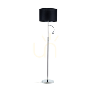 Eros Floor Lamp, 1xE27 (Max. 60W), 1xLED 3000K 3W, Chrome Metal/Transparent PVC Cable/Black Lampshade Ø40 cm small 0