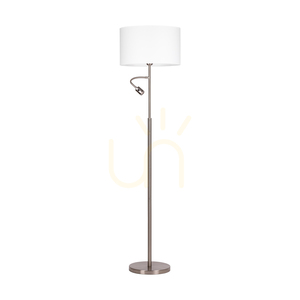 Eros Floor Lamp, 1xE27 (Max. 60W), 1xLED 3000K 3W, Satin Metal/Transparent PVC Cable/White Lampshade Ø40 cm small 0