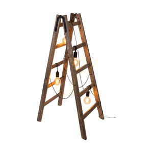 Eskalo Floor Lamp, 4xE27, Max. 15W LED, Walnut-Stained Pine / Black Metal / Black PVC Cable, 82 cm small 1